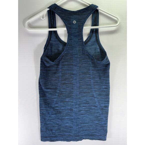 Lululemon Women’s Blue/Black mini stripe Swiftly Tech Racerback (size 4) - Picture 4 of 4